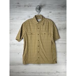 Eastern Mountain Sports Shirt Mens Small Yellow Plaid‎ Nylon Hiking Outdoor